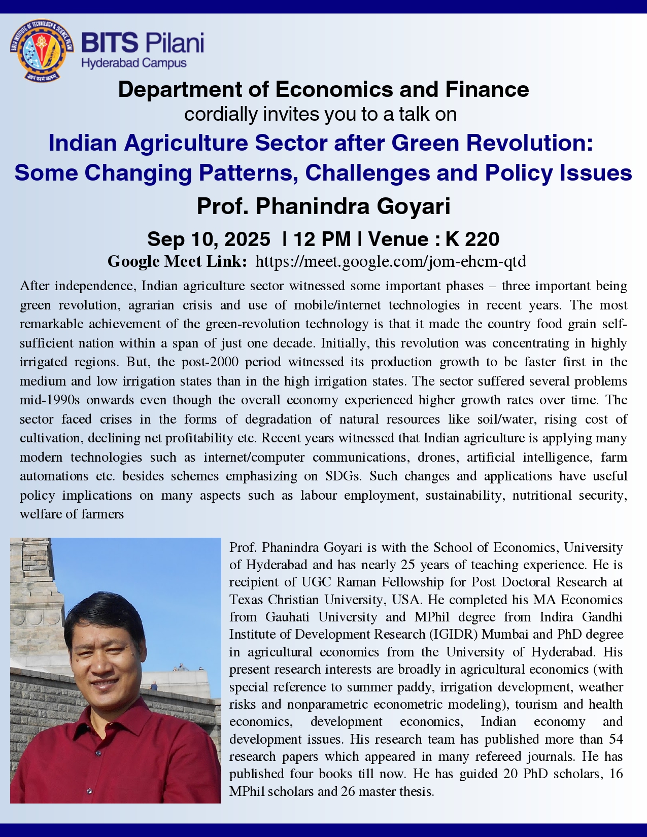 Prof Phanindra Goyari – Sep 10 2025 K 220 12 pm – Indian Agricutlural Sector After Green Revolution (1)_page-0001