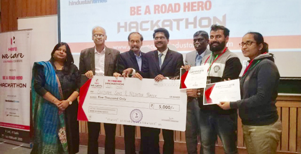 1st Runner-up position in the Finale of Hackathon on Road Safety